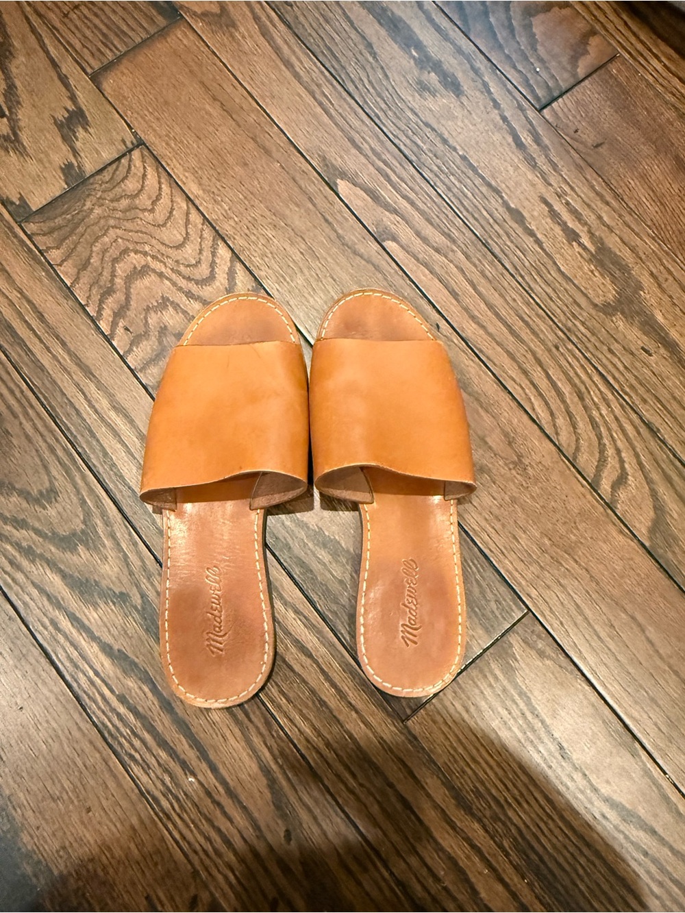 Madewell Cognac Leather Slide Mules